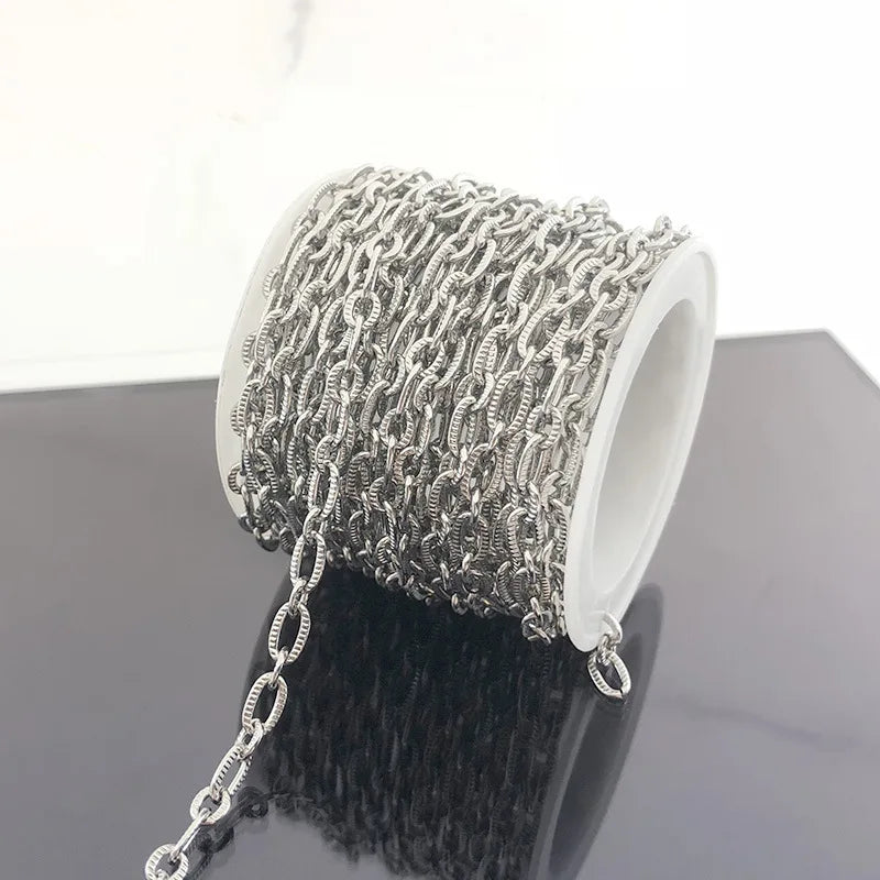 Wholesale Stainless Steel Embossed O Can with Cross Chain Indentation Gold Spot Electroplating Jewelry Findings & Components