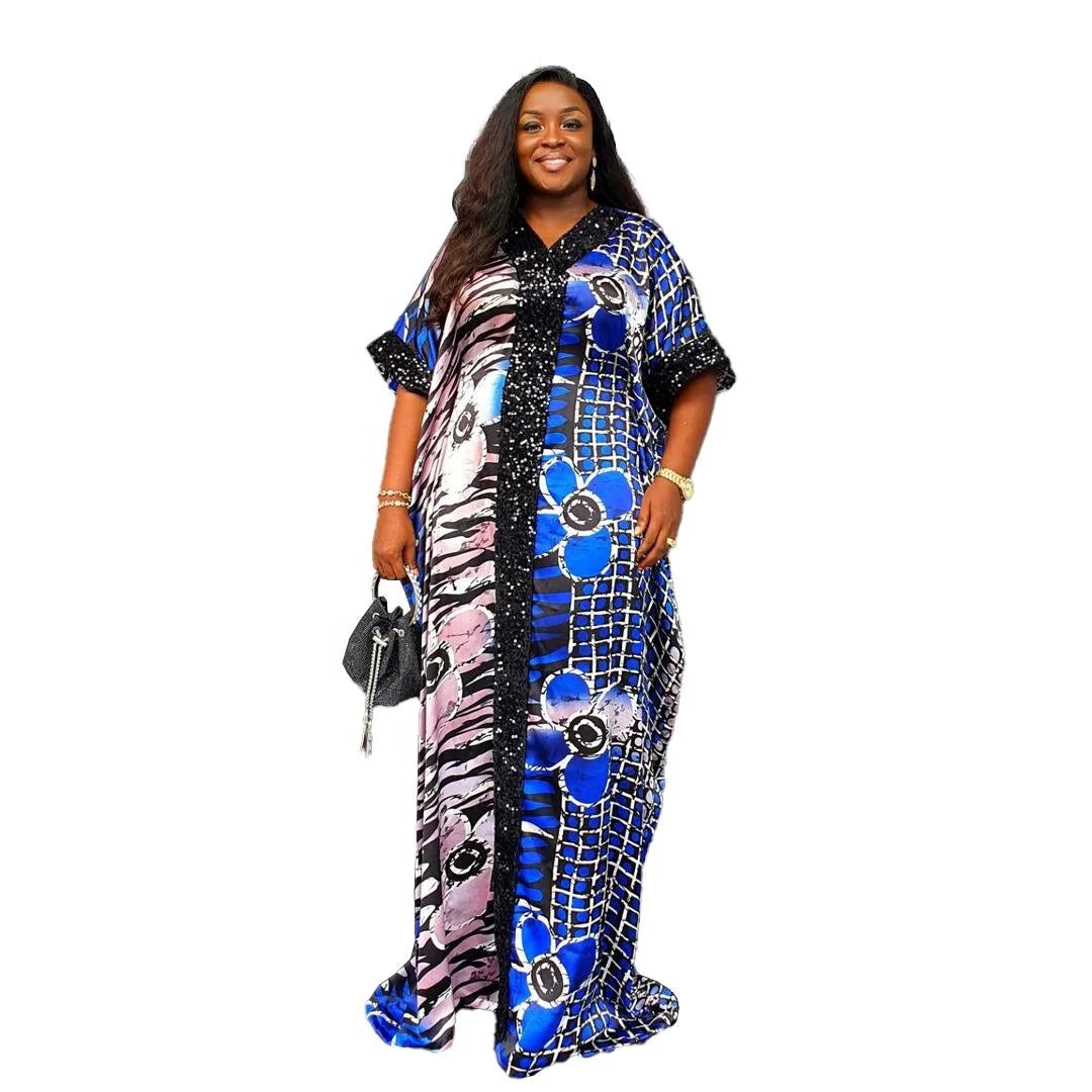 Affordable African Dresses for Women Clothing Digital Printing Boubou Women With a Hidden Waistband African Women Dress