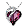 12 Colors Classic Love Shape Birthday Crystal Stone Necklace Bling Bling Heart  Jewelry for Women
