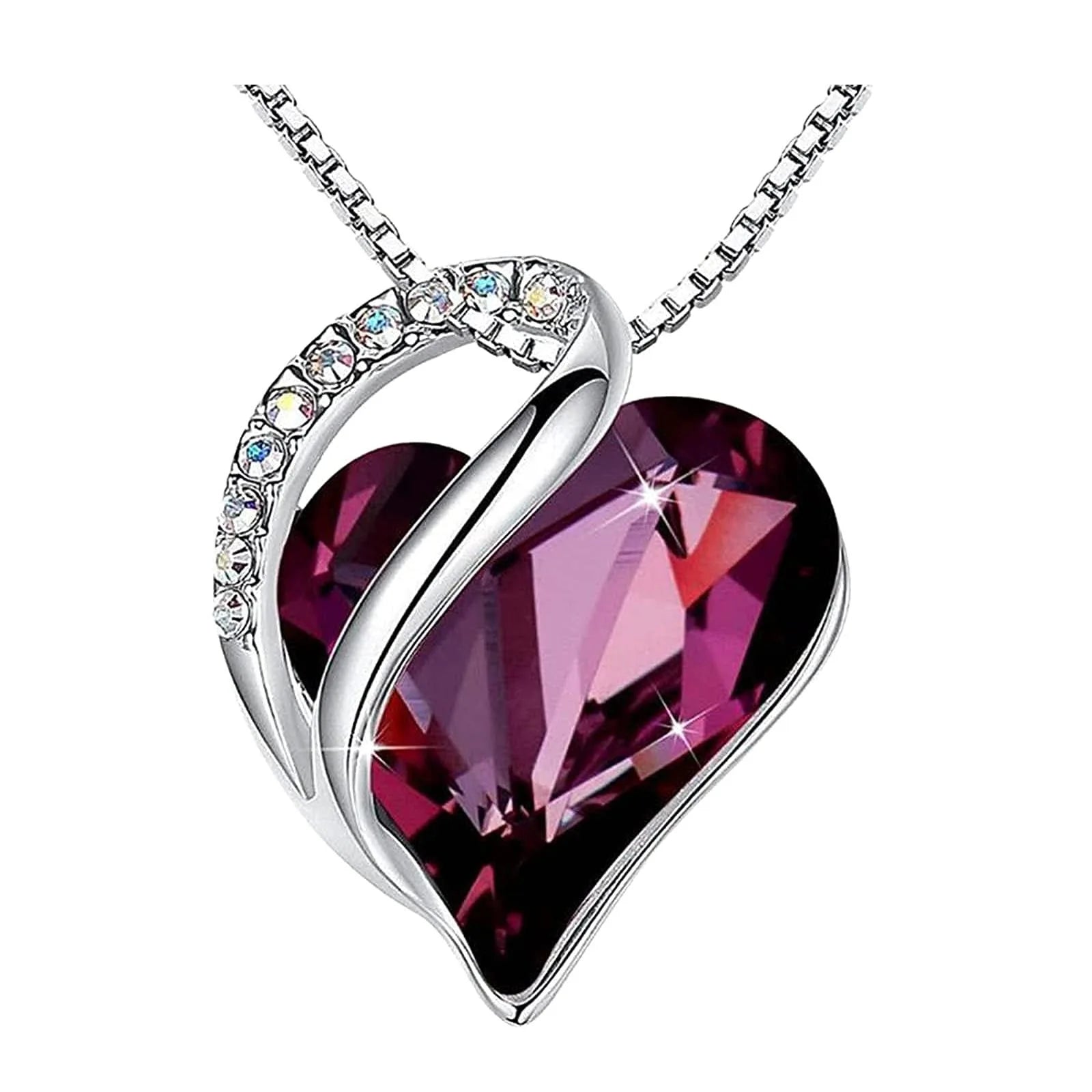 12 Colors Classic Love Shape Birthday Crystal Stone Necklace Bling Bling Heart  Jewelry for Women