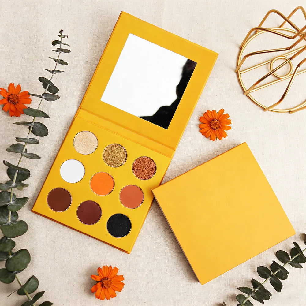 Wholesale Private Label High Pigment Eyeshadow Palette 9 Colors Customizable Waterproof Glitter and Matte Eye Shadow Palette