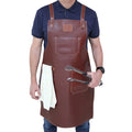 Full Grain Leather Grill Apron Bbq Thick Leather Adjustable Apron Barber Apron with Pocket for Welding Woodworking Men
