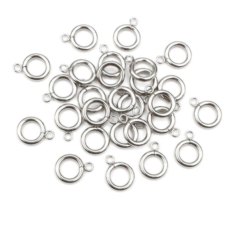 30pcs 316L Stainless Steel Small Loop Hoops Rings Circle Connector Diy Jewelry Findings Accessories for Bracelet Necklace