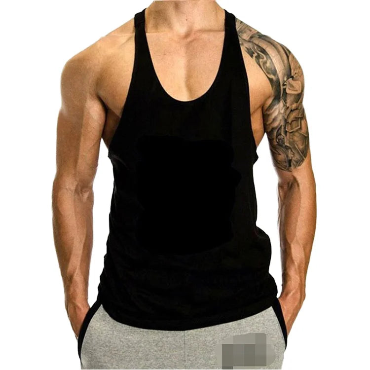 Men's Casual 100% Cotton Tank Top Heavyweight Knitted Broad Shoulder Vest Breathable Sports Sleeveless Waistcoat Gym T-Shirt 3D