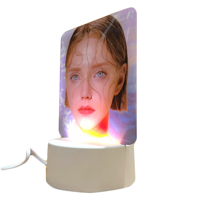 RubySub Night Light Sublimation Acrylic Photo Panel Desktop Display Sign With Colourful Lamp Base