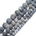Cheap Wholesale Round Grey Weathered Agate Loose Stone Beads 4-12mm Sizes 15-inch Strands for Necklace Bracelet Earring Making