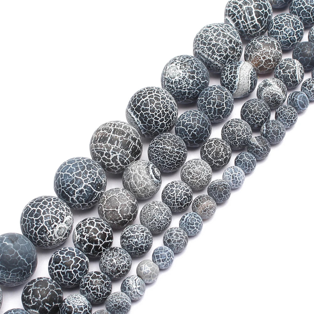 Cheap Wholesale Round Grey Weathered Agate Loose Stone Beads 4-12mm Sizes 15-inch Strands for Necklace Bracelet Earring Making
