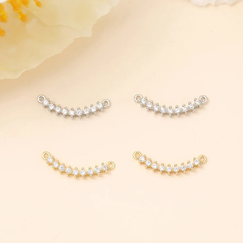 Simple Necklace Bracelet Earrings Pendant Jewelry Findings Material Pendant Copper Zircon Strips Decorative Accessories