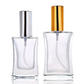 BS Luxury Screen Printing 50pcs Transparent Square Glass 30ml/50ml Perfume Bottle New Design Fancy Cosmetic Pump Sprayer Custom