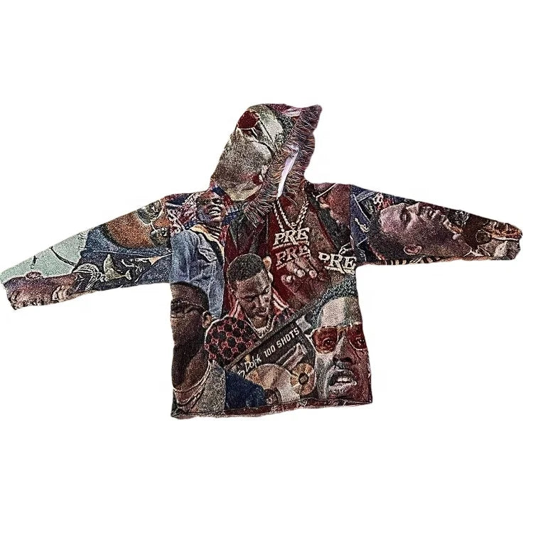 Hot Sales Lander Men's Hooded Anime Tapestry Jacquard Sweater Blanket Woven Polyester Cotton Customized Color Size Anti-Shrink