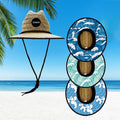 Summer Unisex Sea Wave Natural Straw UV Protect Wide Brim Lifeguard Sombrero Kids Beach Hats for Daily Fishing Travel