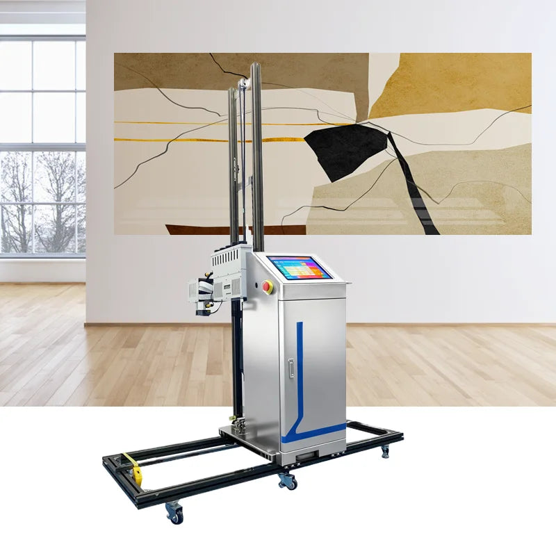 Wall Printing Machine DX8 PrintHeads Inkjet Printer UV Ink CMYKW 3D 4D Wheel Rails for Indoor/Outdoor Direct to Wall Decoration
