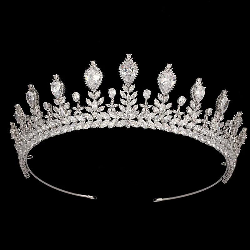 Echsio Hair Ornament Accessories Jewelry Women Wedding Cubic Zircon Headbands Tiara Crystal Crown Hair Jewelry Gift BC6765