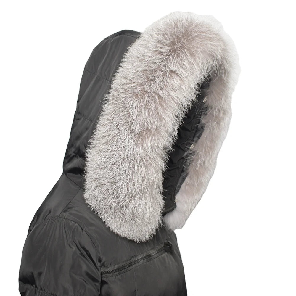 MWFur Fox Fur Collar for Winter Coat Jacket Trim Fashion Fox Fur Collar for Hood Trim for Men and Women Winter Jacket Outwear