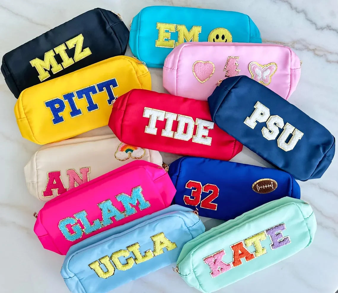 blank Stock 42 Colors  DIY Patches Nylon Pouch  Personal Nylon Cute Mini Square Waterproof  Pouch Designer Makeup Bags