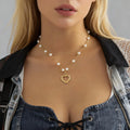 Pearl Beads Chains with Hollow Out Heart Pendant Necklace for Women Trendy Ladies Daily Accessories on Neck 2025 Fashion Jewelry