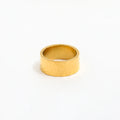 High End 18K Plain Gold Irregular Hammered Band Rings Stainless Steel Trendy Simple Gold Plated Jewelry MegaBDM