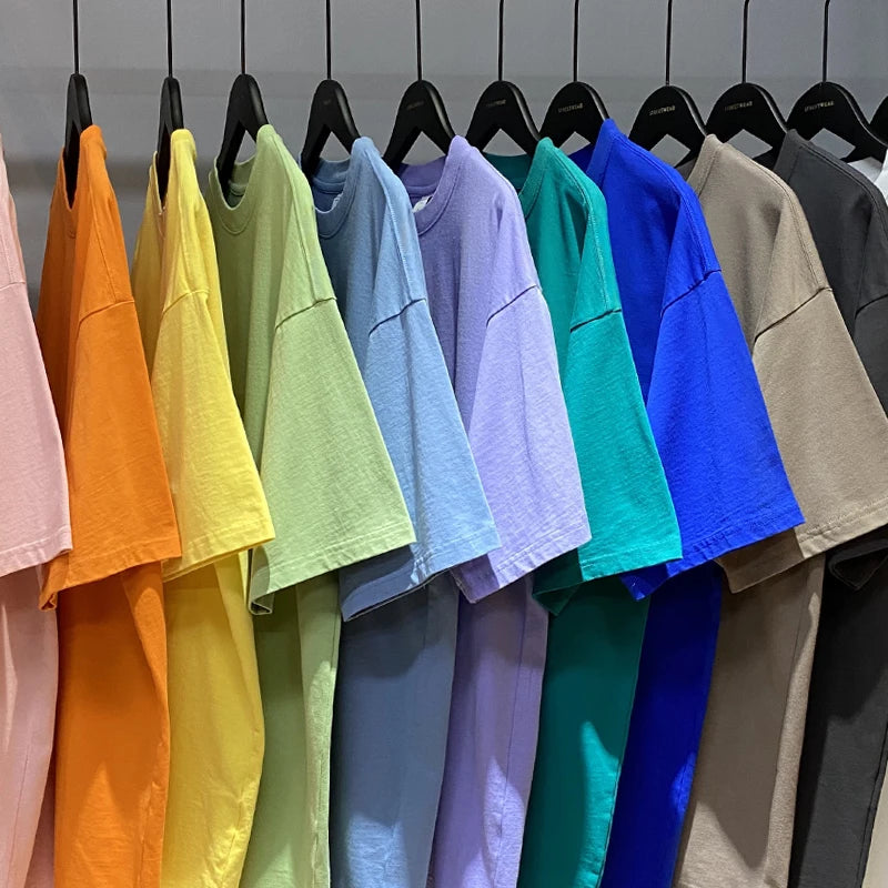 Wholesale Custom 230g Pure Cotton Solid Color Oversized Tshirts Drop Shoulder Loose T Shirt for Men