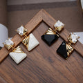 Luxury Vintage Geometric Zircon Stud Earrings Trendy Large Diamond Zircon Brass Stud Earrings Jewelry for Women
