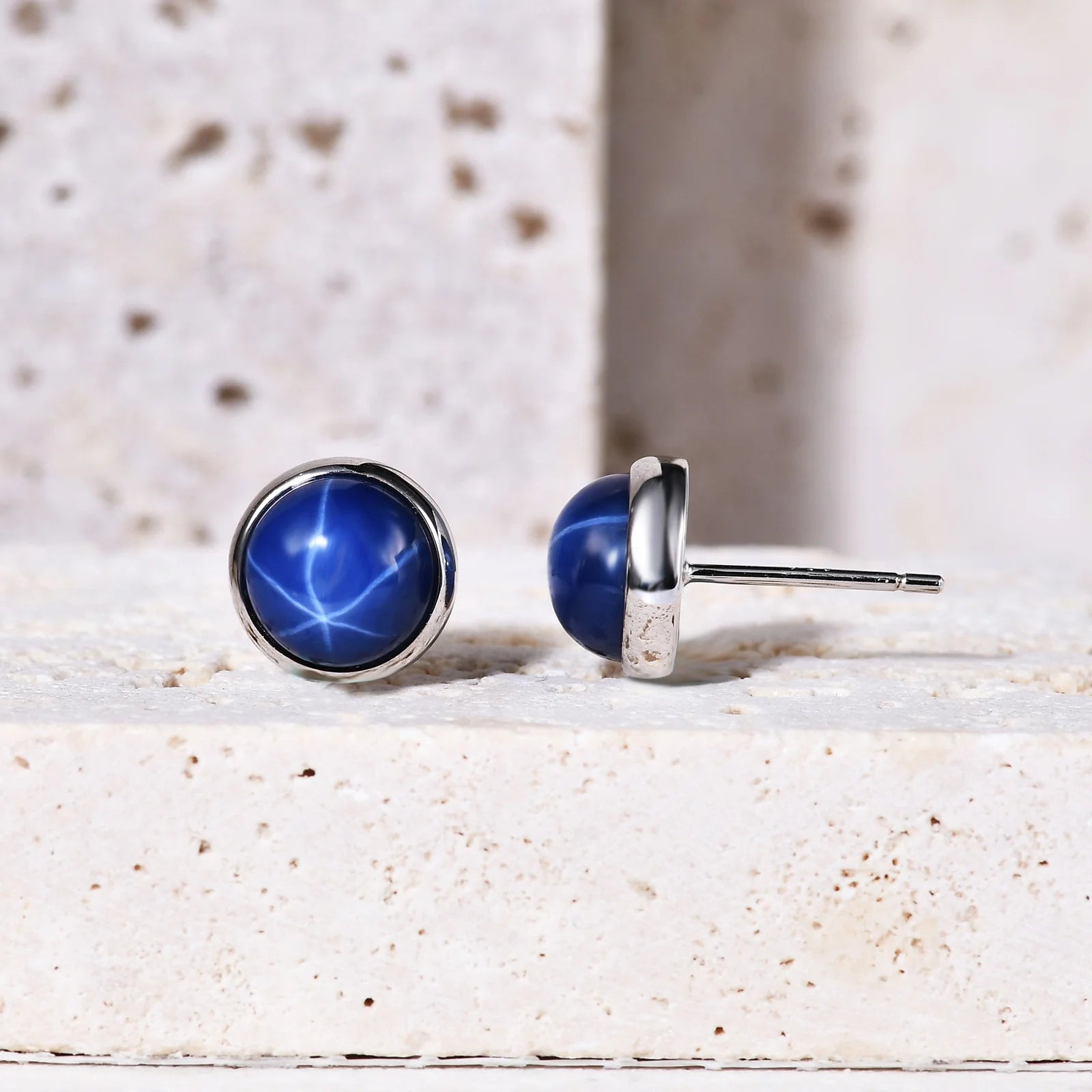 C4419E Abiding Antioxidant Wholesale Fine Jewelry 925 Sterling Silver Lab Sapphire Ruby Cat Eyes Womens Gemstone Stud Earrings