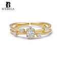 ICEBELA Fine Jewelry Trendy Chic Unique 925 Sterling Silver 18k Gold Plated Interstellar Zircon Opening Rings for Women