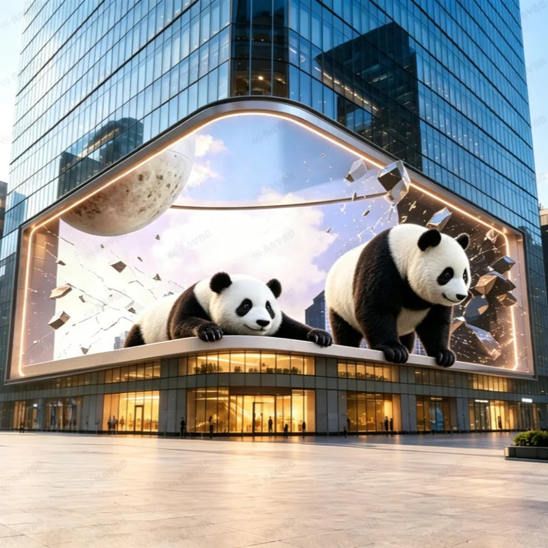 RAYBO Outdoor Naked-Eye 3D LED Screen HD High-Brightness LED Video Wall IP66 Dustproof LED Panel for Commercial Exterior Walls
