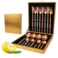 Wholesale Eco-friendly Cutlery Set  Portugal Style Stainless Steel 16pcs  Flatware Set with Gold Wooden Box