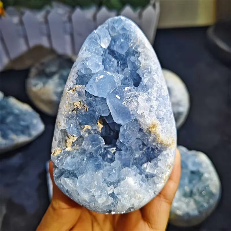 Wholesale Natural Blue Celestite Crystal Cluster Carved Mineral Rough Raw Stones for Home Decoration Reiki Healing