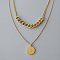 Women's Vintage Double-Layered Long Sweater Necklace Fashionable Chain Ornaments Queen Titanium Steel Stainless Steel Parties
