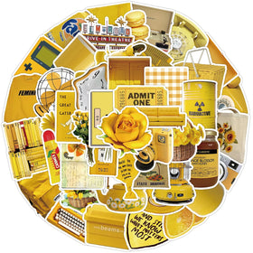 50pcs Modern art trendy warm colour articles collection aesthetic sunflower yellow VSCO sticker