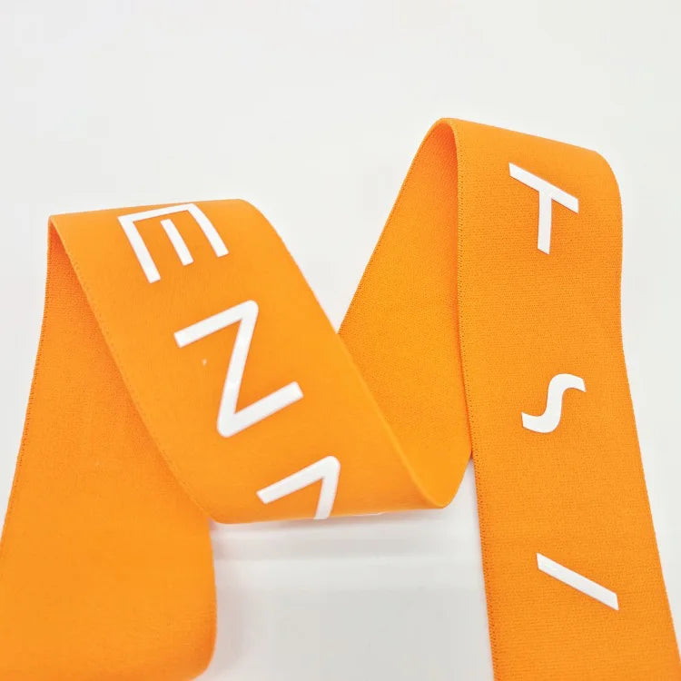 Golden Supplier Yellow Silicone Gripper Backed Printed Spandex/Polyester Elastic Band for Waistband Drawcord-Oeko-Tex Certified