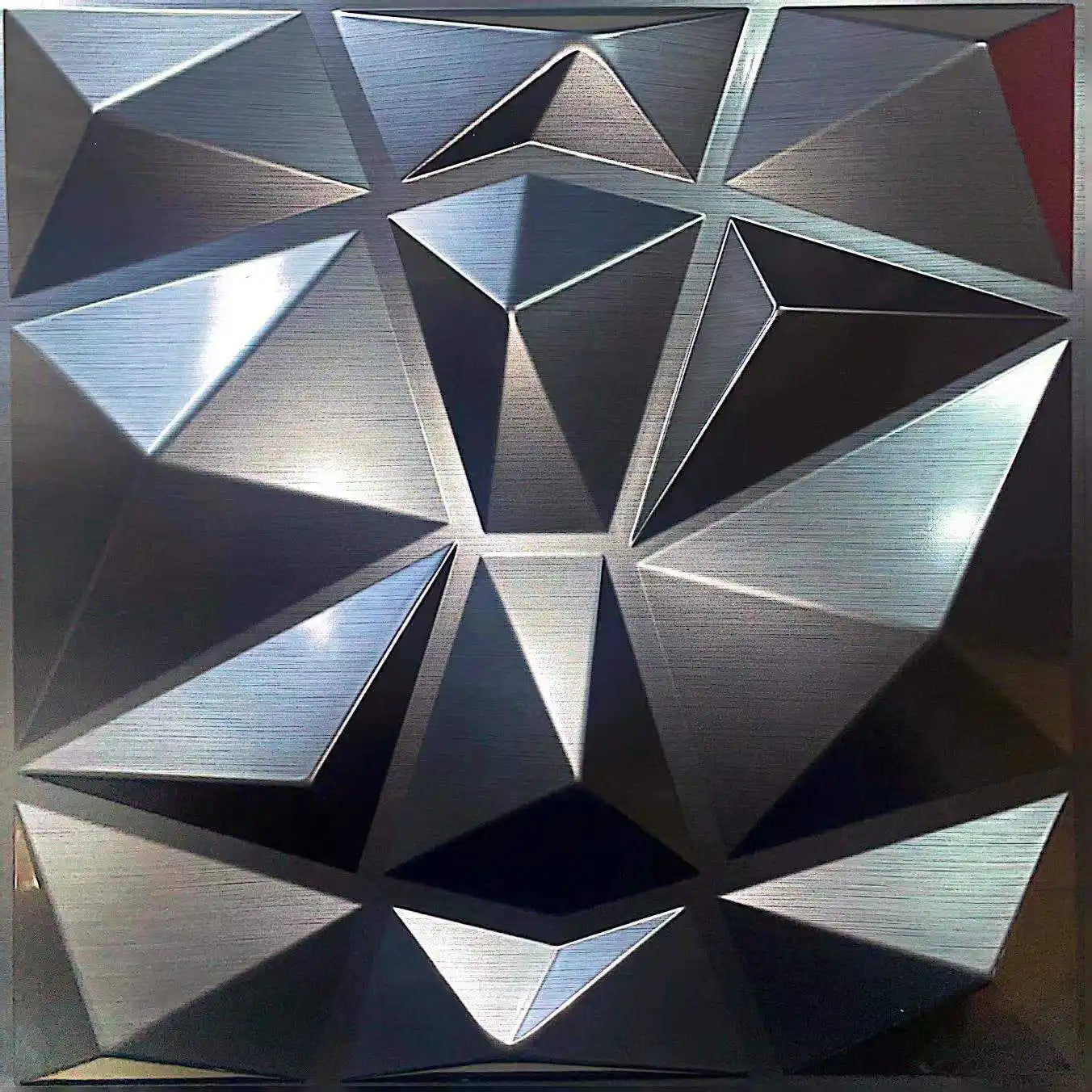 Modern Pop Design Diamond Wall Panels Brushed Gold Silvery PVC 3D Decor Panels for Interior Gym Wall Decoration