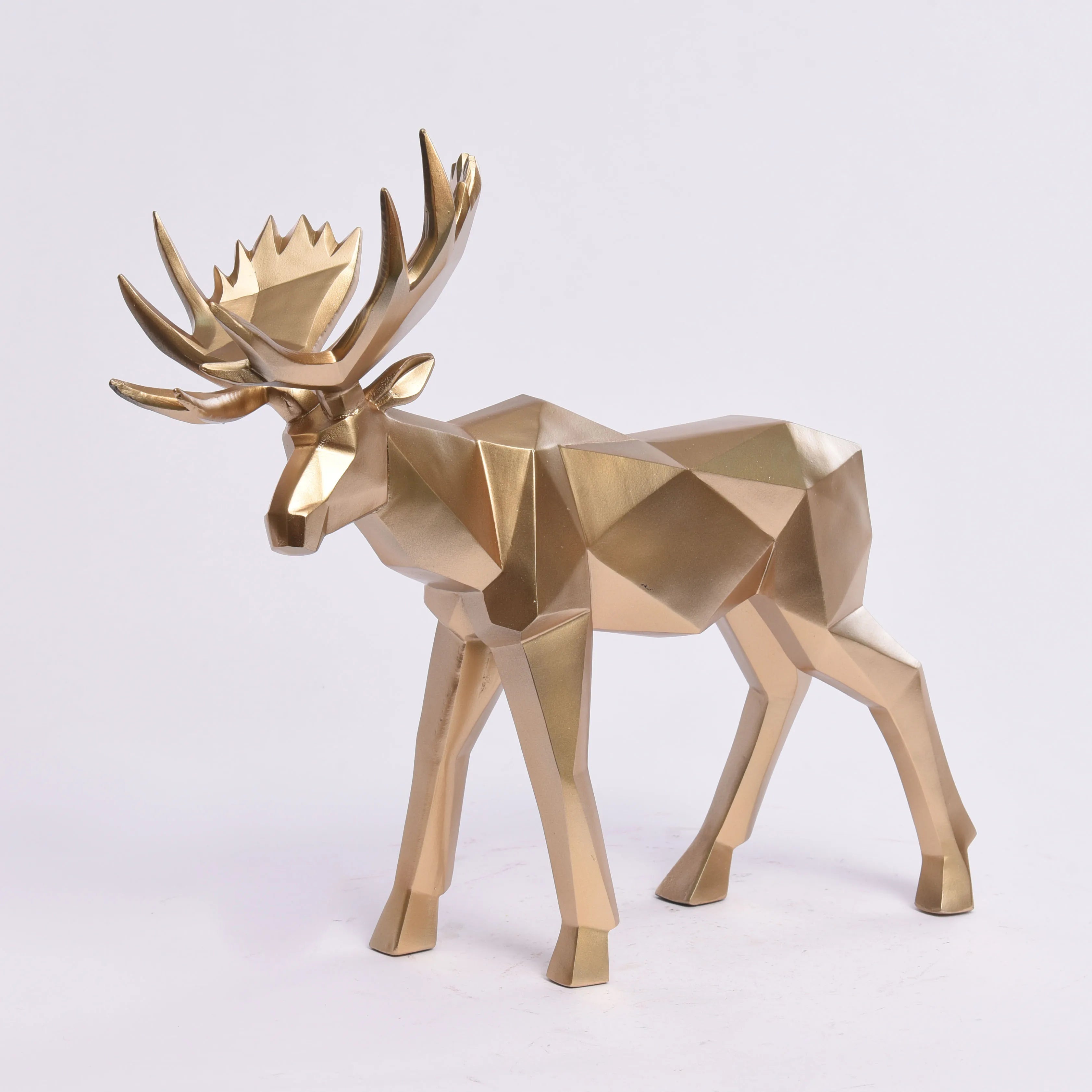 Christmas Animal Resin Gold Home Decoration Sculpture Deer Figurine Elk Abstract Statue