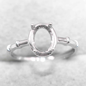 Semi Mount Ring 6*8mm Sterling Silver Frame Empty Blank Support Claw Setting S925 Base Holder Without Center Stone for DIY Inlay