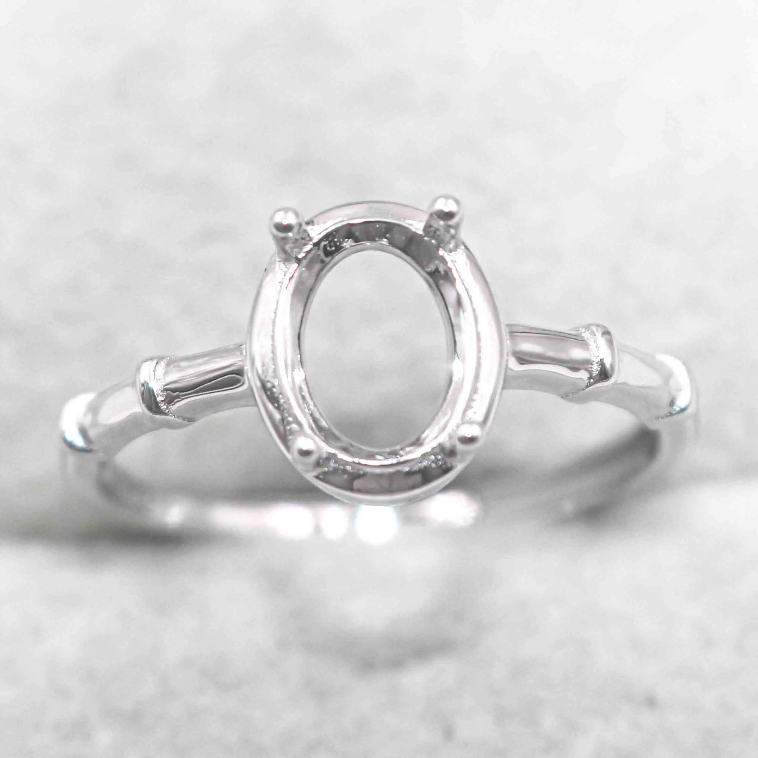 Semi Mount Ring 6*8mm Sterling Silver Frame Empty Blank Support Claw Setting S925 Base Holder Without Center Stone for DIY Inlay