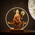 2024 New Design Wholesale Moq 2pcs Backflow Cones Waterfall Led Light Ceramic Buddha Statue Incense Burner