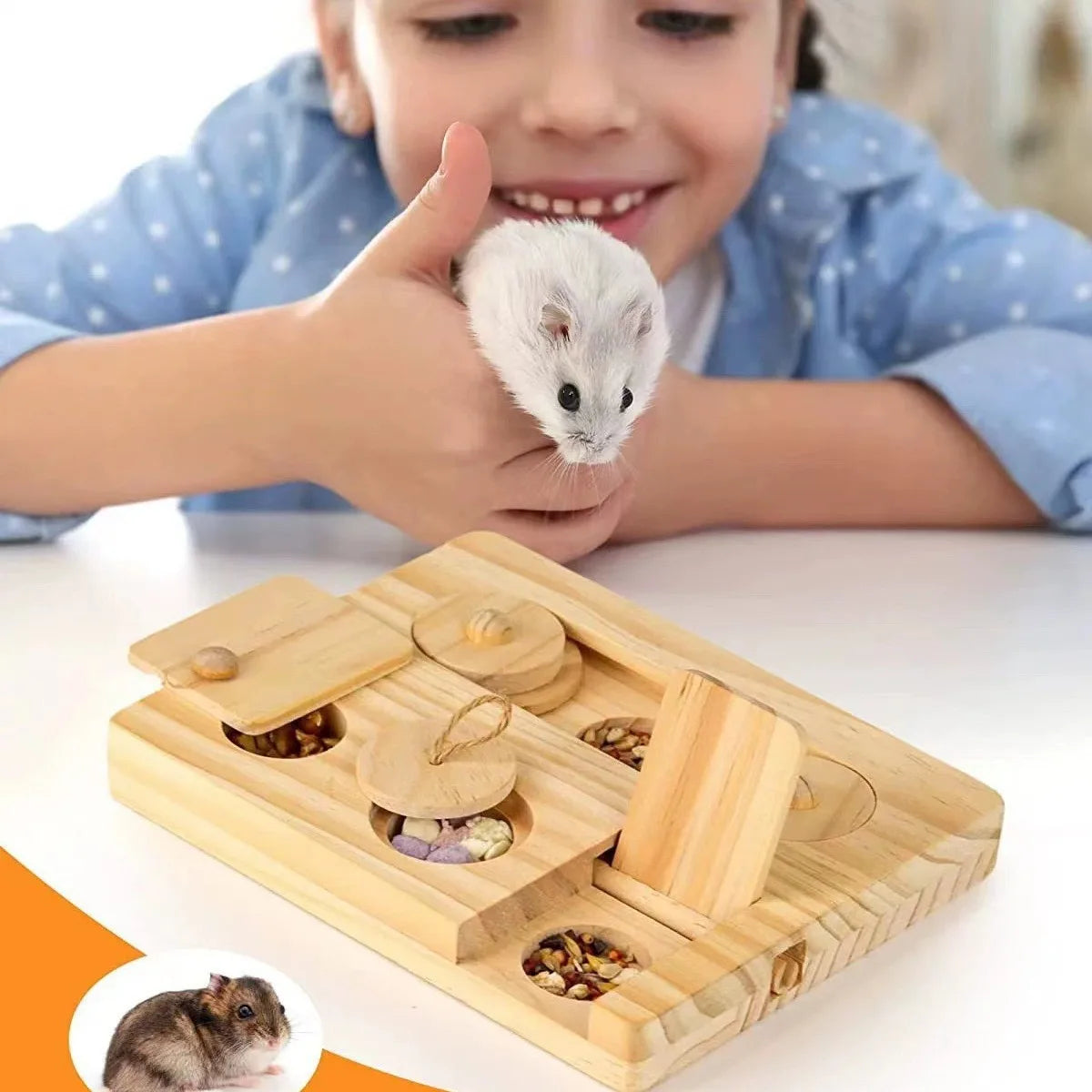 Factory Wholesale Customizable Logo Multi-functional Hamster Feeder Made of Eco-friendly Solid Wood