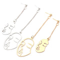 Face Abstract Art Earrings Wire Faces Hollow Hand Geometric Gold Dangle Earr Jewelry for Women Men Girl