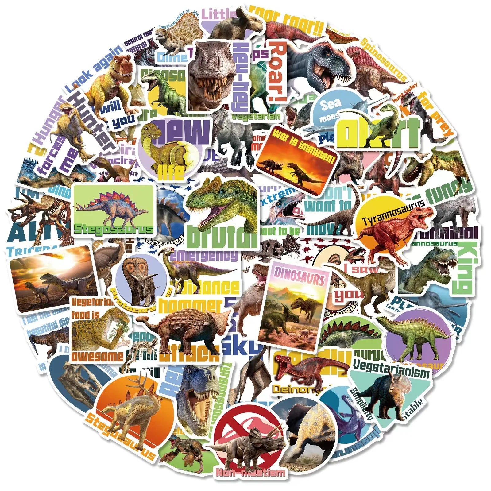 E-100pcs Dinosaur Animal Stickers for Cartoon Personality Fashion Suitcase Scooter Scooter Dinosaur Stickers in Stock Decoration