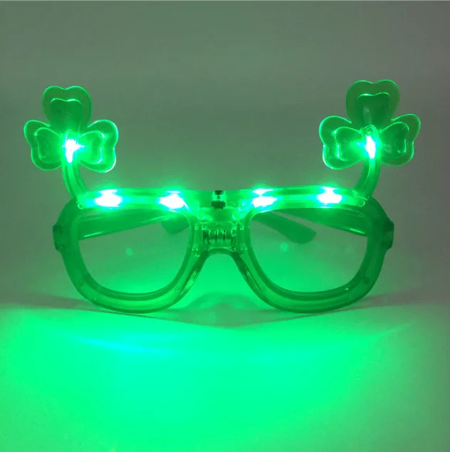 St. Patrick's Day Shutter Glasses Irish Day Shamrock Green Flashing Sunglasses LED St. Patrick's Day Festival Party Decorations