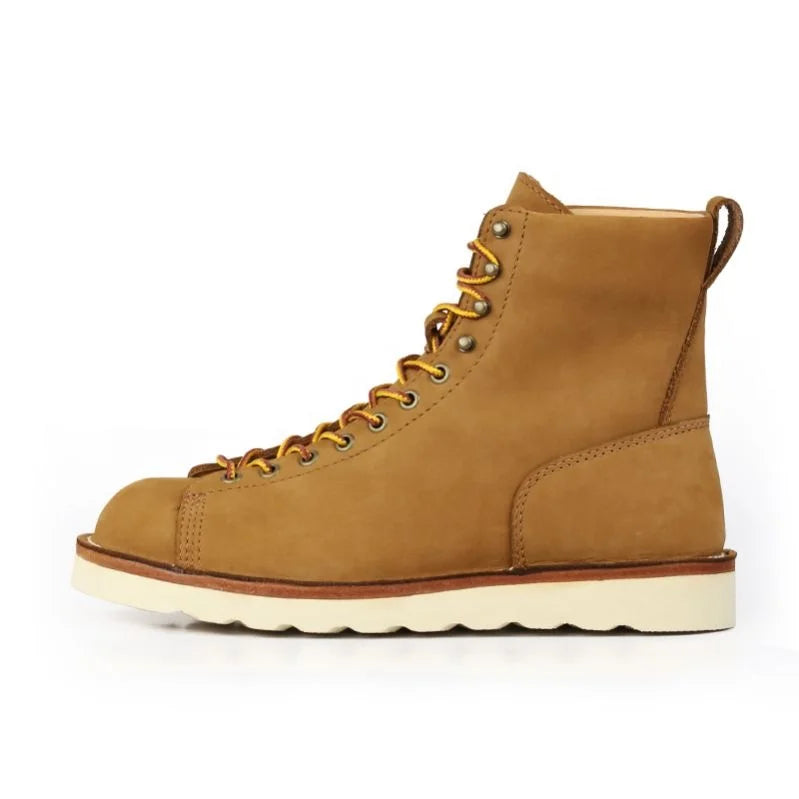 Autumn Winter Toe Boot Western Desert Style Combat Boots Lace-Up Ankle Height Increasing Stitch Waterproof Motorcycle Boots