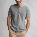 Men's New Design  Short-Sleeve Knit Stylish Henley Casual Cotton-Modal Blend Pullover for Summer