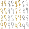 Fashion Earrings Jewelry 925 Sterling Silver Hoop Earrings Moon Star Water Drop 18K Gold Plated Hoop Earrings Women Jewelry