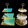 Three-Tiered Round Serving Tray Mold DIY Cake Dessert Stand Square Coaster Resin Mold for Epoxy Resin Crafts Box Packed