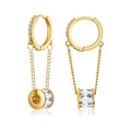 Hot Sale Copper Gold Silver Small Huggie Hoop Earrings for Women Trendy Cubic Zirconia Flower Chain Hoop Dangle Drop Earrings