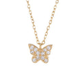 Gemnel Minimalist 925 Sterling Silver 18k Gold Tiny Zircon butterfly Pendant Necklace Women