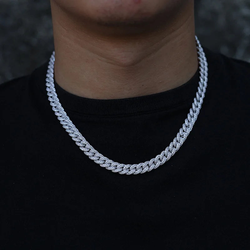 Hip Hop 8MM Gold Silver Bling Bling AAA CZ Diamonds Cuban Link Chain Gold Bubble Jewelry Necklace