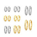 FUAMAY Elegant Round Bezel Stone Huggies Earrings 6mm 8mm 10mm 12mm Anti Tarnish Gold-Plated Zircon Exhibidor for Wedding Gift