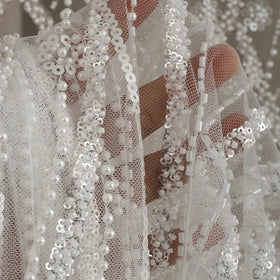 Hollow Embroidery Lace Fabric for Wedding Dresses 3D Large Flower Lace for Garments and Wedding Accessories
