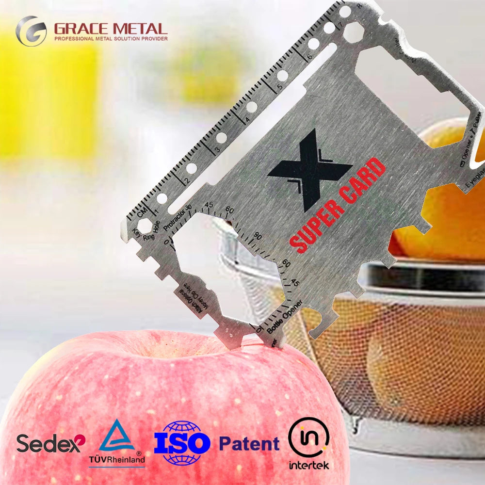 Promotional Stainless Steel Silver-Plated Credit Card Multitool Outdoor Survival Pocket Knife Customizable Multi Tool Card
